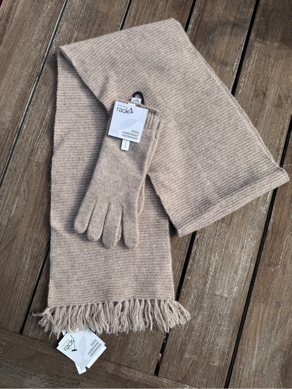NWT Nordstrom Rack 100% Cashmere Scarf/ Glove Set